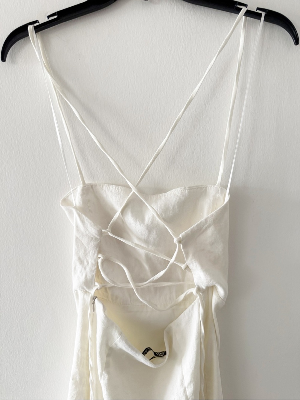Zara White Linen-Blend Strappy Back Front Slit Midi Dress Size Small (S) - Picture 8 of 11